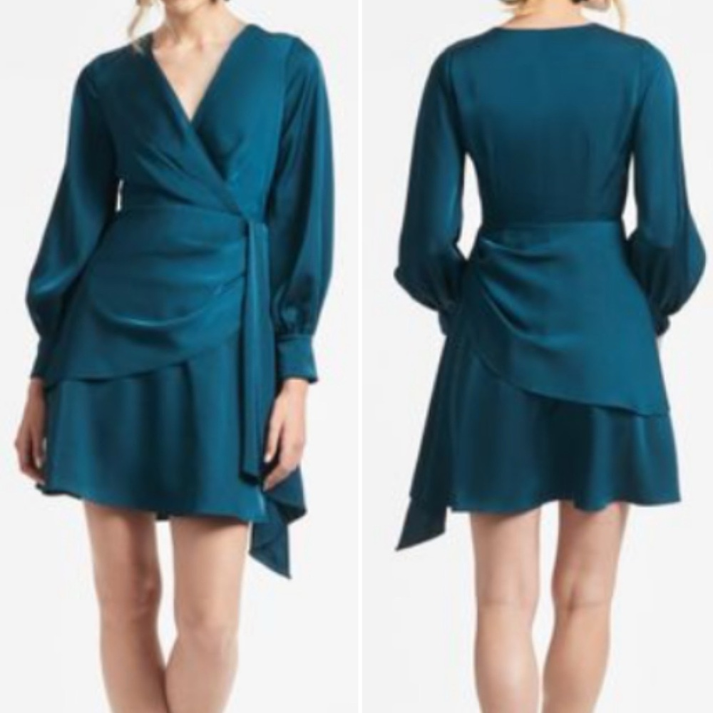 SACHIN & BABI Daria Satin Crepe Mini Dress in Teal NWT Size 8